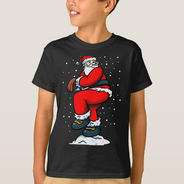 T-shirt Boys Men Xmas Tcher Santa Claus Christmas Baseball (Devant)