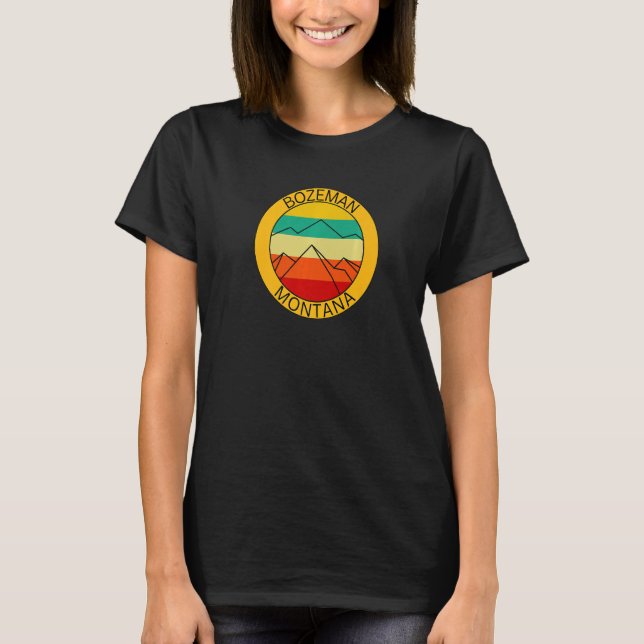 T-shirt Bozeman Montana Retro Mountain Sunset Souvenir (Devant)