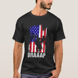 T-shirt Braaap USA Drapeau Américain Motocross Vélo Tout T