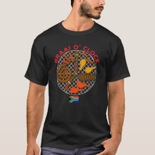 T-shirt Braai O' Horloge Time Drôle Afrique du Sud Drapea