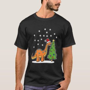 T-shirt Brachiosaurus De Noël Dinosaure Manger Un Noël