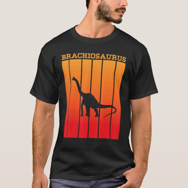 T-shirt Brachiosaurus Shadow Silhouette Au Coucher Du Sole (Devant)
