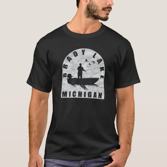 T-shirt Brady Lake Fishing Michigan (Devant)