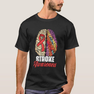 T-shirt Brain Stroke Survivor Red Ribbon Stroke Awareness