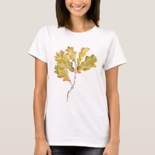 T-shirt branche d'aquarelle jaune de chêne