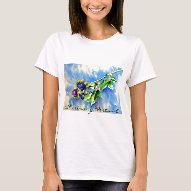 T-shirt Branche de bleuet, aquarelle (Devant)