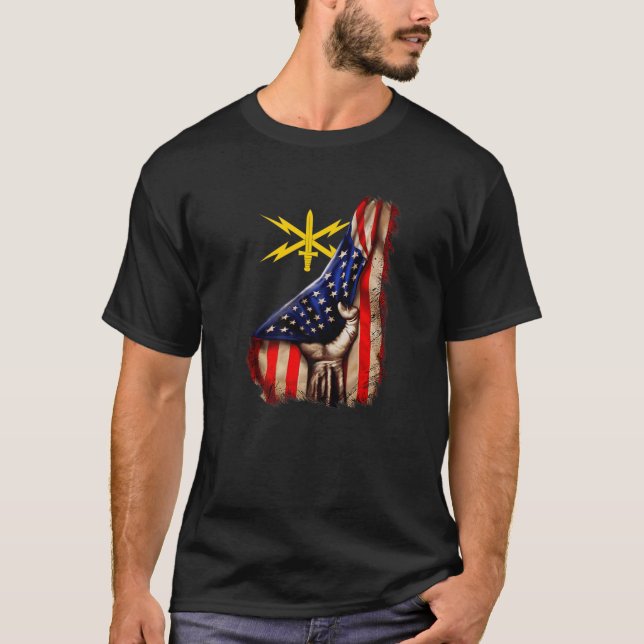 T-shirt Branche du CyberCorps de l'Armée Drapeau américain (Devant)