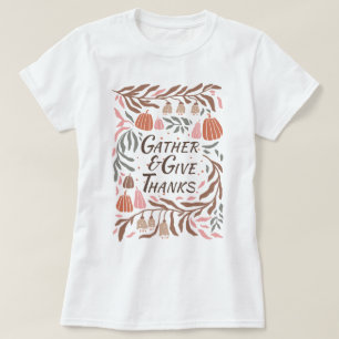 T-shirt Branches, feuilles et citrouilles tombent Thanksgi