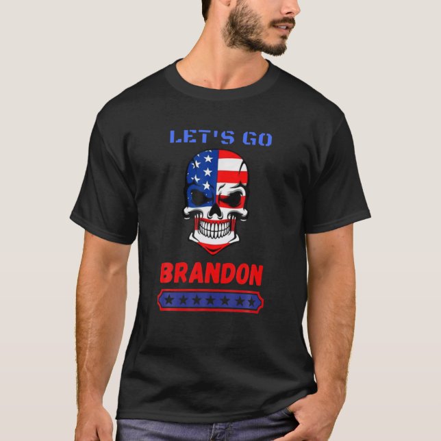 T-shirt Brandon Skull Head American Flag Conserva (Devant)