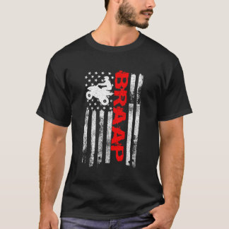 T-shirt Braquer Drapeau Américain Drapeau Quad Vélo Atv