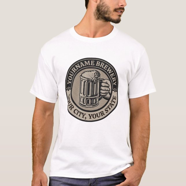 T-shirt Brasserie Nom personnalisé Brasserie Big Mug (Devant)