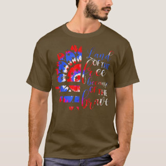 T-shirt Brave Tie Dye Sunflower American Flag Patriotic 4t