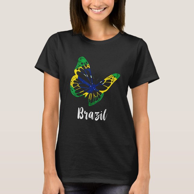 T-shirt Brazil Butterfly Hope Brazilian Flag Brazilian Pri (Devant)