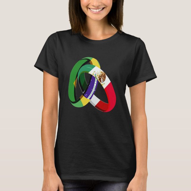 T-shirt Brazil Flag Mexico Grown Ring Marriage Wedding (Devant)