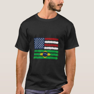 T-shirt Brazil Usa Flag Brazilian American Venin Bandeira