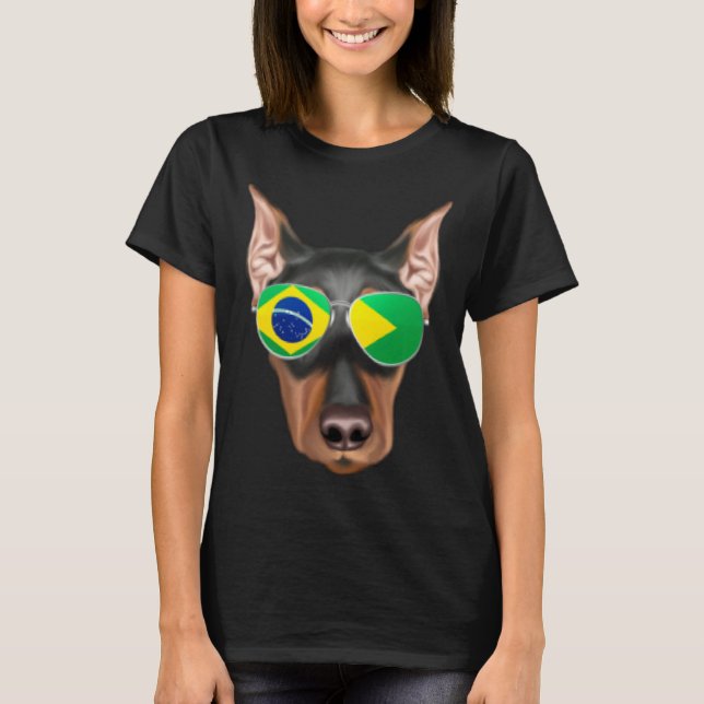 T-shirt Brazilian Flag German Pinscher Dog Brazil Pocket (Devant)