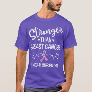 T-shirt Breast Cancer 5 Year Survivor Pink Ribbon Awarenes