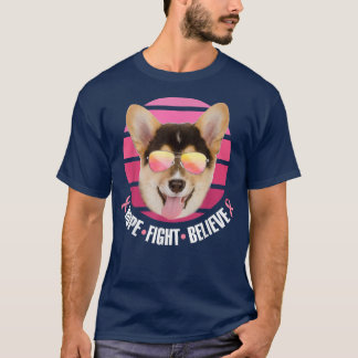 T-shirt Breast Cancer Awareness Corgi Dog Pink Ribbon Hope
