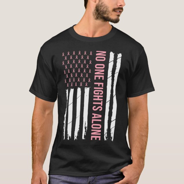 T-shirt Breast Cancer Awareness Pink Ribbon Usa American F (Devant)