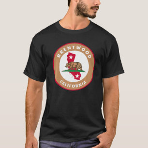 T-shirt Brentwood California Ca Flag And Bear Badge Souven