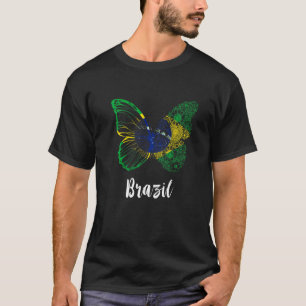T-shirt Brésil Brésil Barrage drapeau papillon Brasilien H