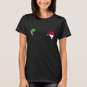 T-shirt Brésil Caroline du Nord Heartbeat drapeau brésilie