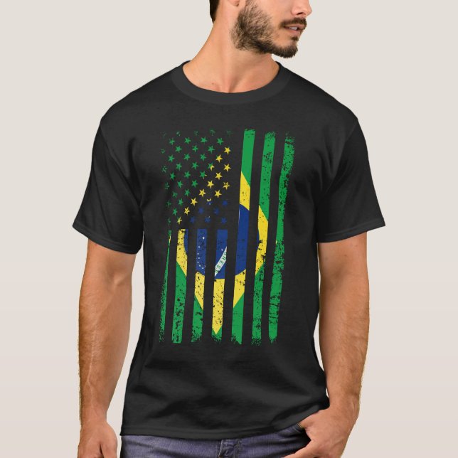 T-shirt Brésil Chemise Brasil Football USA Amérique Drapea (Devant)