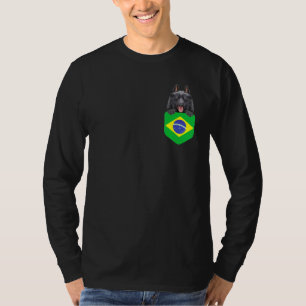 T-shirt Brésil Drapeau Chien Schipperke À Poche