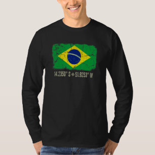T-shirt Brésil Drapeau Coordonnées Hommes Femmes Hérita Br
