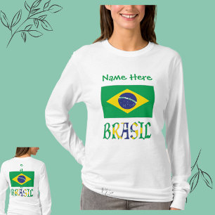 T-shirt Brésil Drapeau du Brésil Vert Personnalisé 