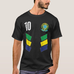 T-shirt Brésil Drapeau Numéro 10 Ventilateur De Football H