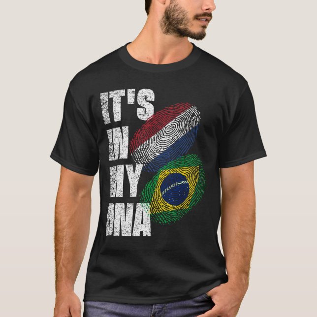 T-shirt Brésil Et Pays-Bas Mélangent Le Drapeau Du Patrimo (Devant)
