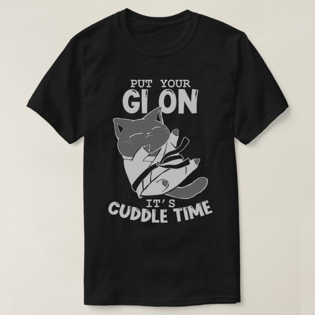 T-shirt Brésil Jiu Jitsu Combattez Le Chat Mettez Votre Gi (Design devant)
