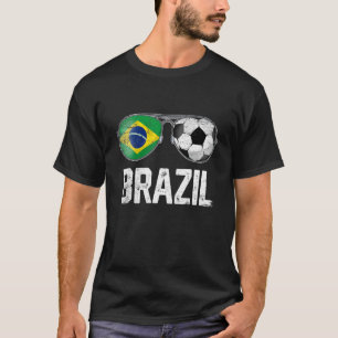 T-shirt Brésil Lunettes de drapeau Costume Football Footba