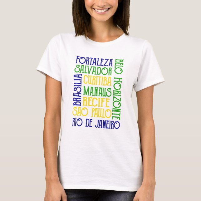 T-shirt Brésil Noms de ville Rio de Janeiro Sao Paulo (Devant)
