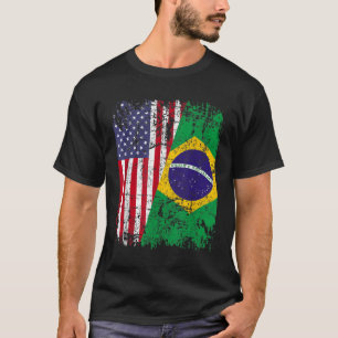 T-shirt BRÉSILIEN RACINE Drapeau à moitié américain BRÉSIL