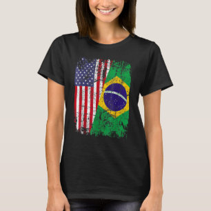 T-shirt BRÉSILIEN RACINE Drapeau à moitié américain BRÉSIL