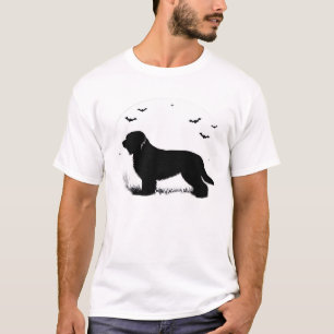 T-shirt Briard Chien � Silhouette de la Lune d'Hal