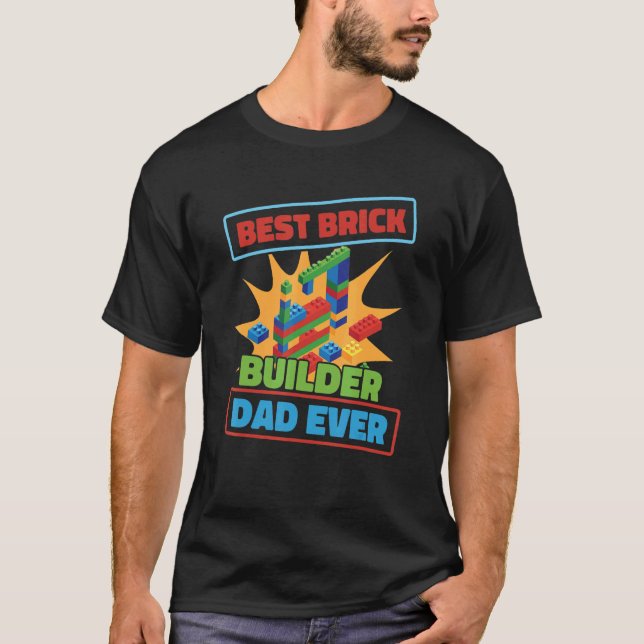 T-shirt Brick Builder Blocks Brick Building Father Dad Fah (Devant)