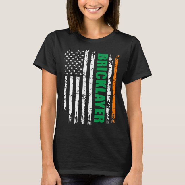 T-shirt Bricklayer USA Flag Irish St Patrick Day (Devant)