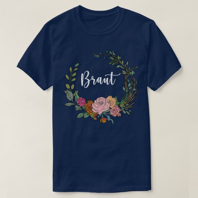 T-shirt Bride I couronnes florales mariage de style boho e (Design devant)