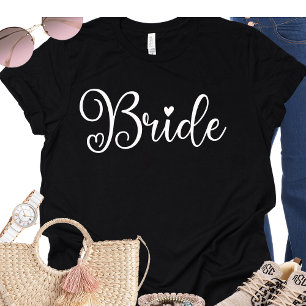 T-shirt Bride Script Coeur noir Bachelorette