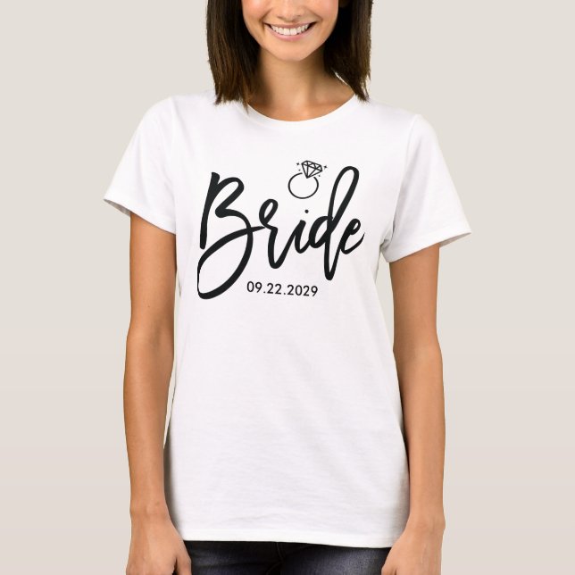 T-shirt Bride Shirt For Bachelorette Party With Date (Devant)