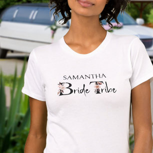 T-shirt Bride Tribe Boho Floral Lettres Bachelorette