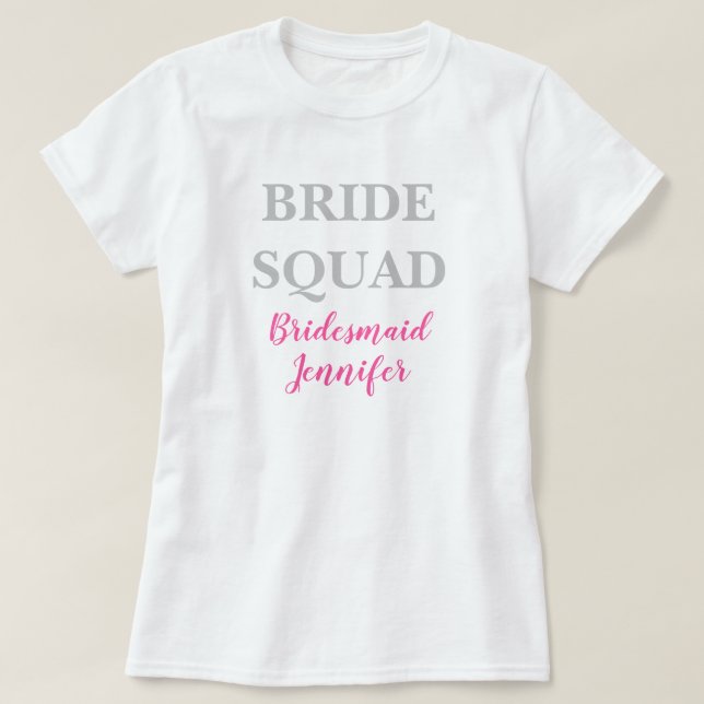 T-shirt Bridesmaid Pink Nom personnalisé Mariage Bachelore (Design devant)