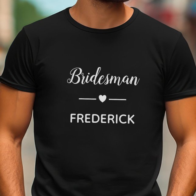 T-shirt Bridesman Moderne Avec Nom En Mariage Blanc (Créateur téléchargé)