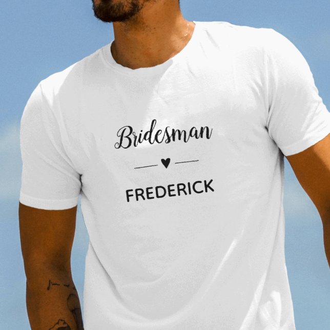 T-shirt Bridesman Moderne Avec Nom Monogram Mariage (Créateur téléchargé)