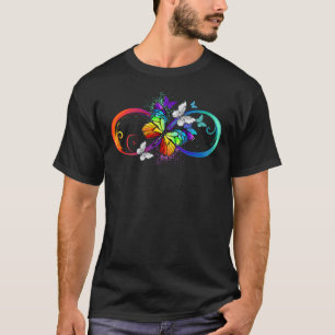 T-shirt Bright infinity with rainbow butterfly
