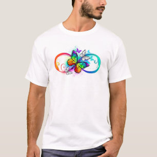 T-shirt Bright infinity with rainbow butterfly