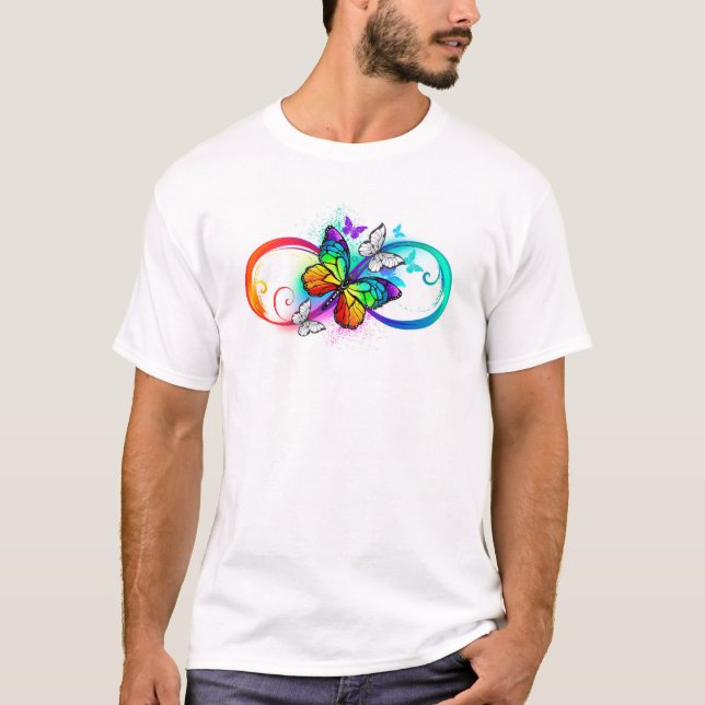 T-shirt Bright infinity with rainbow butterfly (Devant)